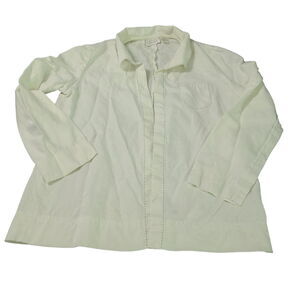 Dana BuchmanWomens Blouse Egg Shell Size 8 Long Sleeve Collar Pockets